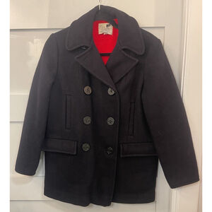 Vintage Sears Roebuck Wool Navy Peacoat Jacket – Red Lining – Size 8 – 1960s